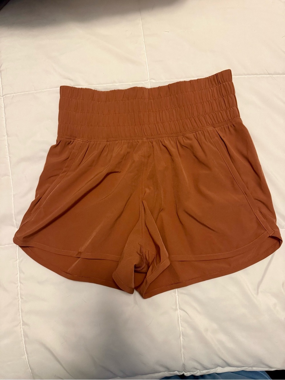 High-Waist Athletic Shorts for Women - Rust